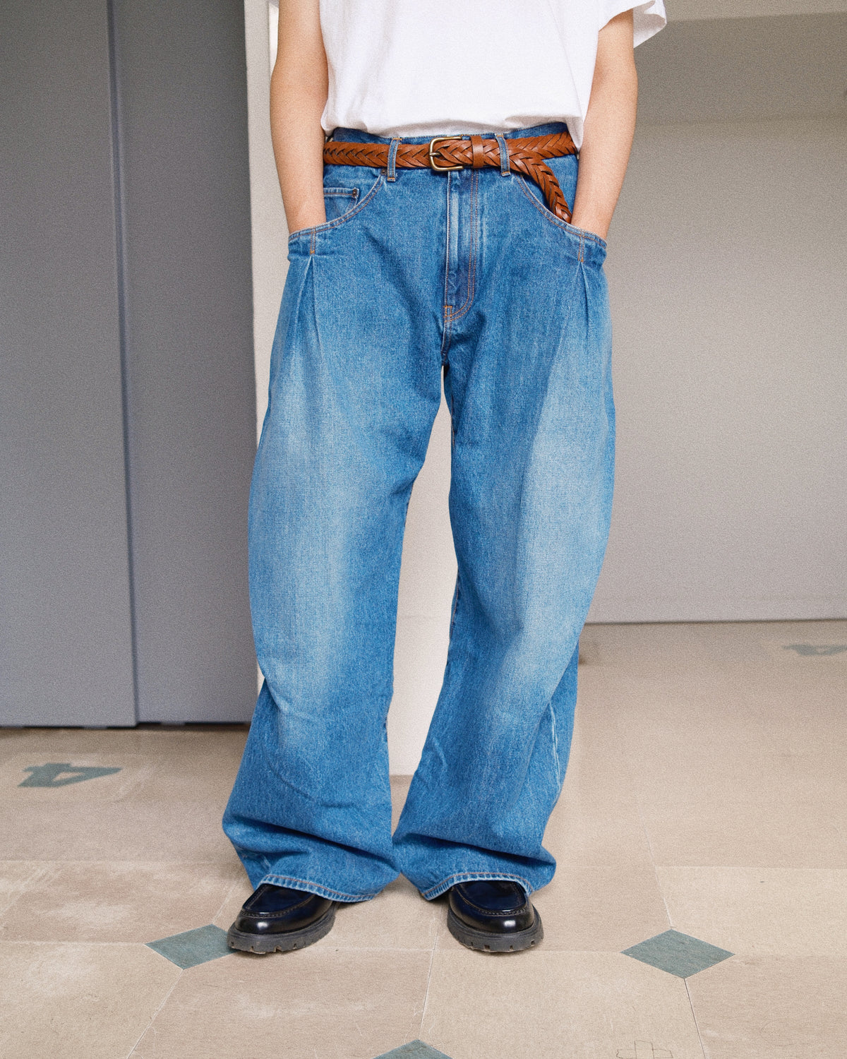 3D Cutting Denim Pants Indigo