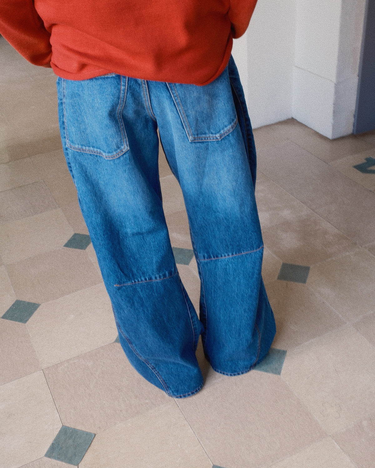3D Cutting Denim Pants Indigo