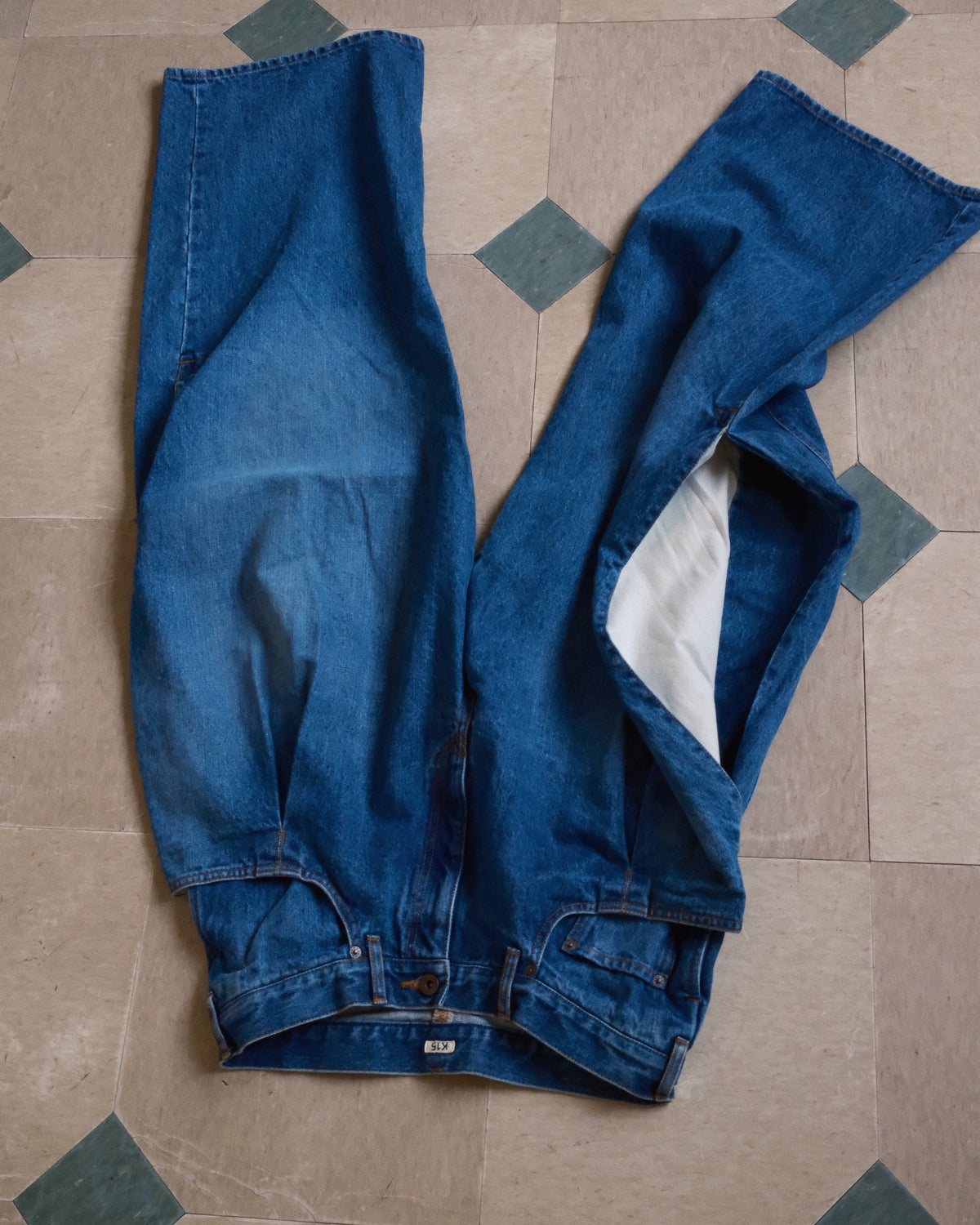 3D Cutting Denim Pants Indigo