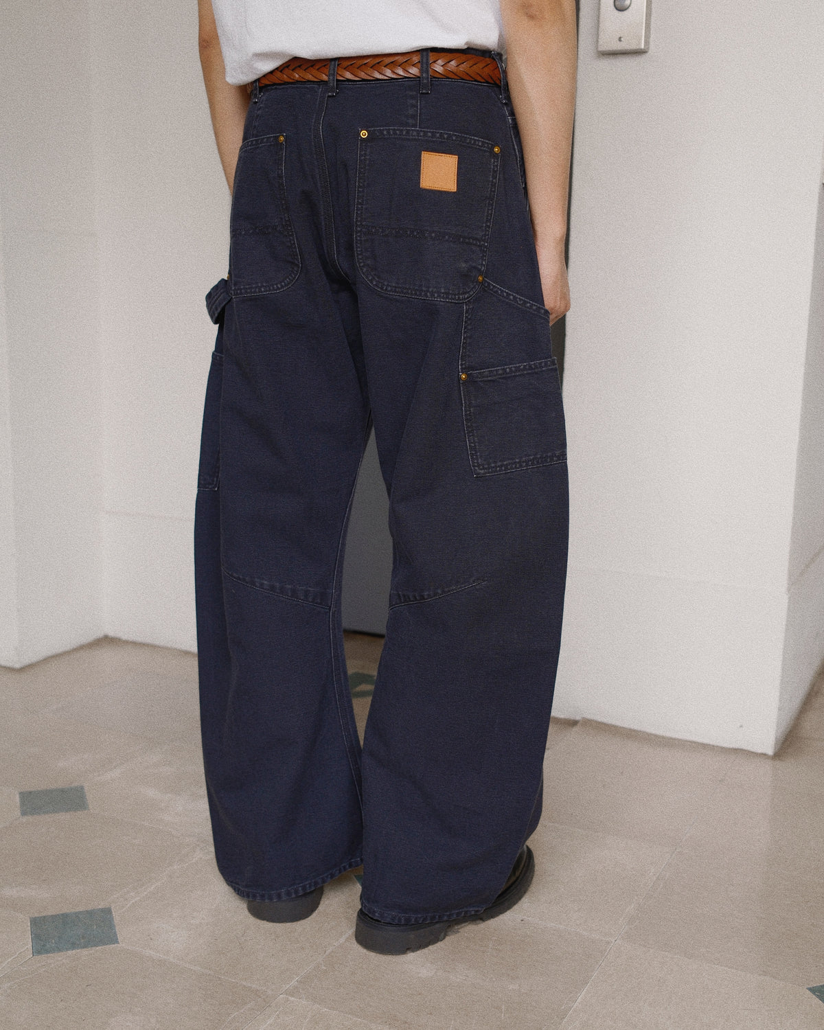 3D Cutting Painter Pants Black