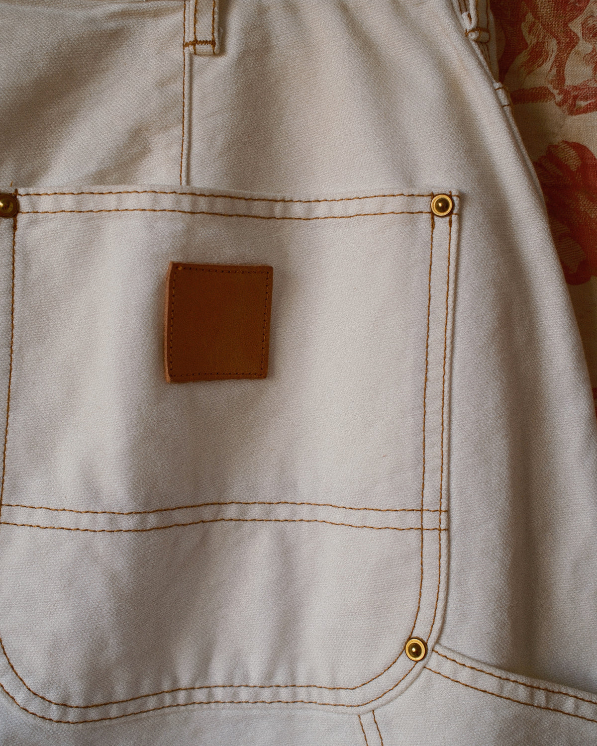 3D Cutting Painter Pants White