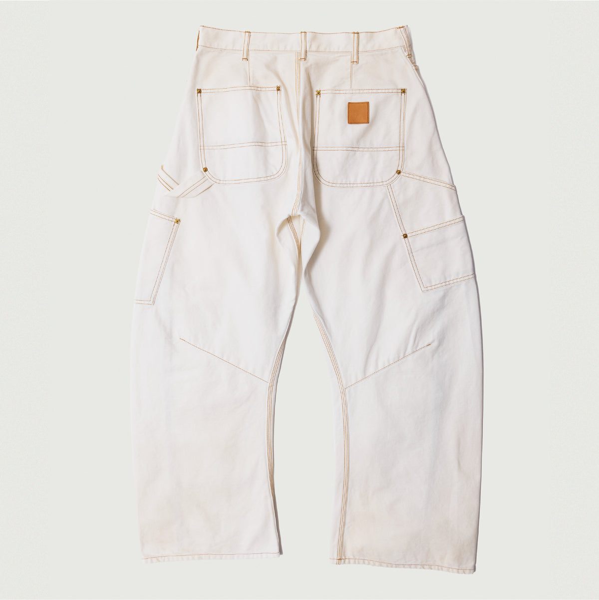 3D Cutting Painter Pants White