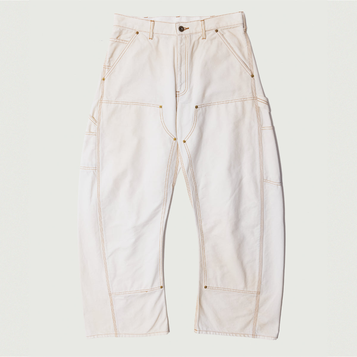 3D Cutting Painter Pants White