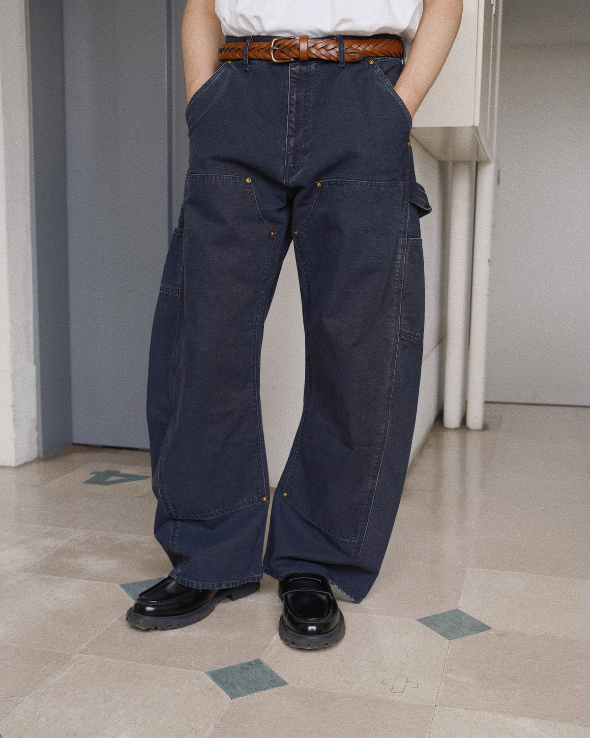 3D Cutting Painter Pants Black