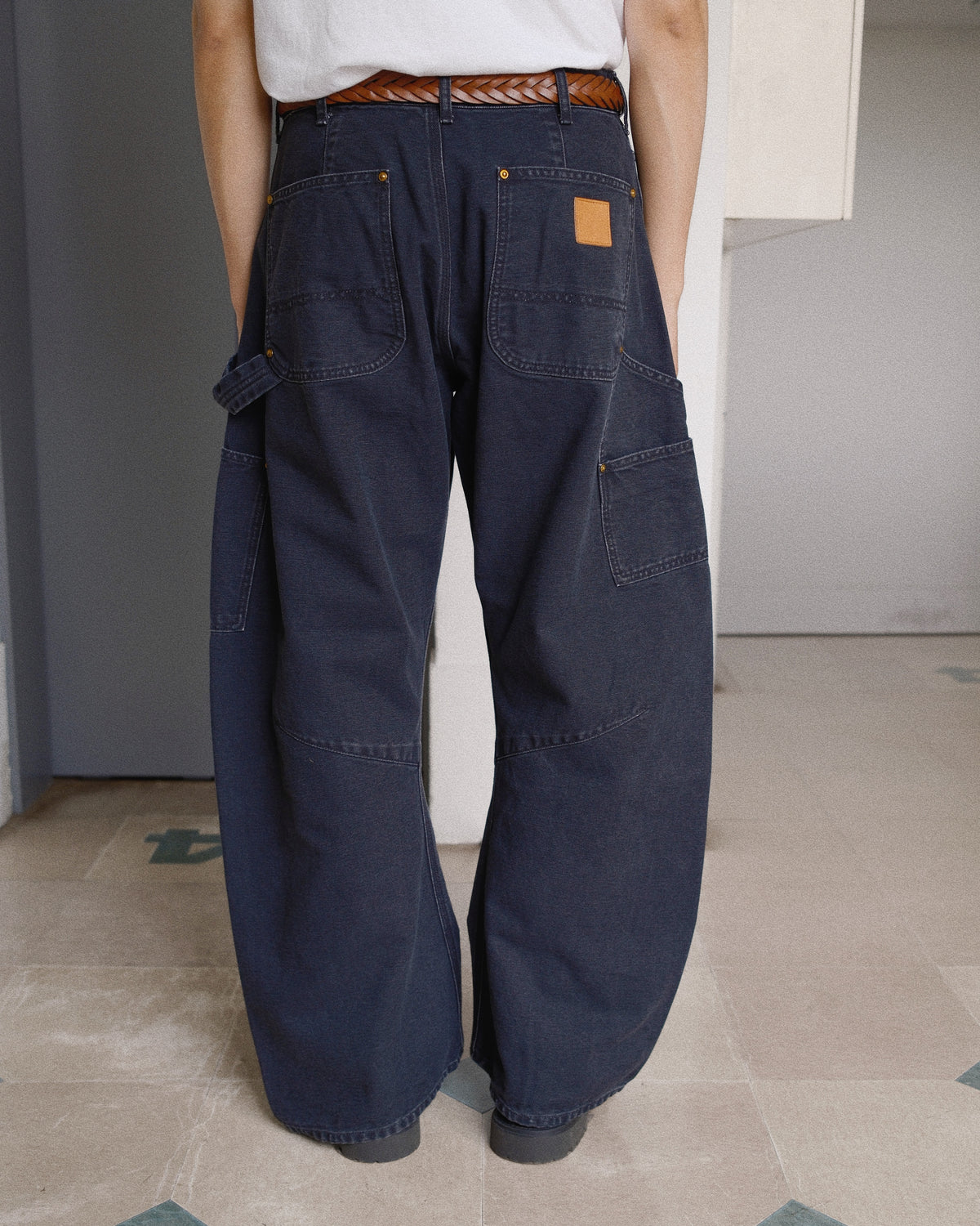 3D Cutting Painter Pants Black