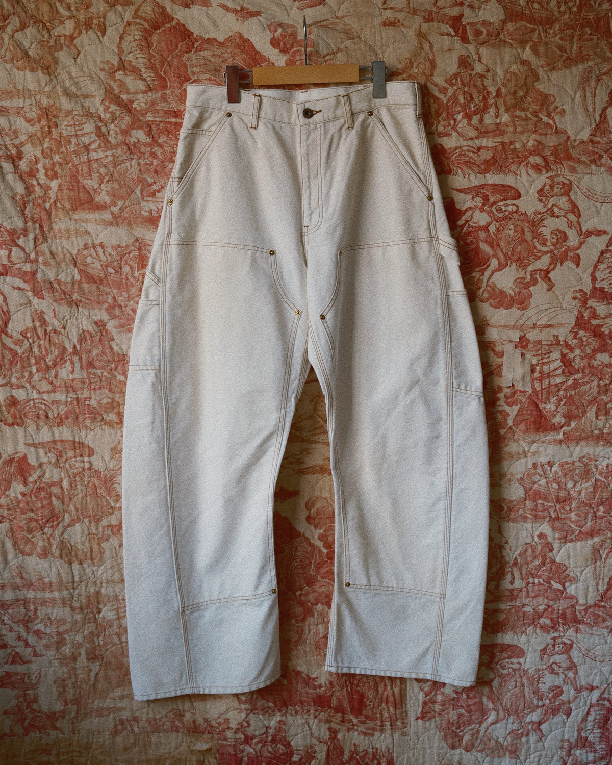 3D Cutting Painter Pants White