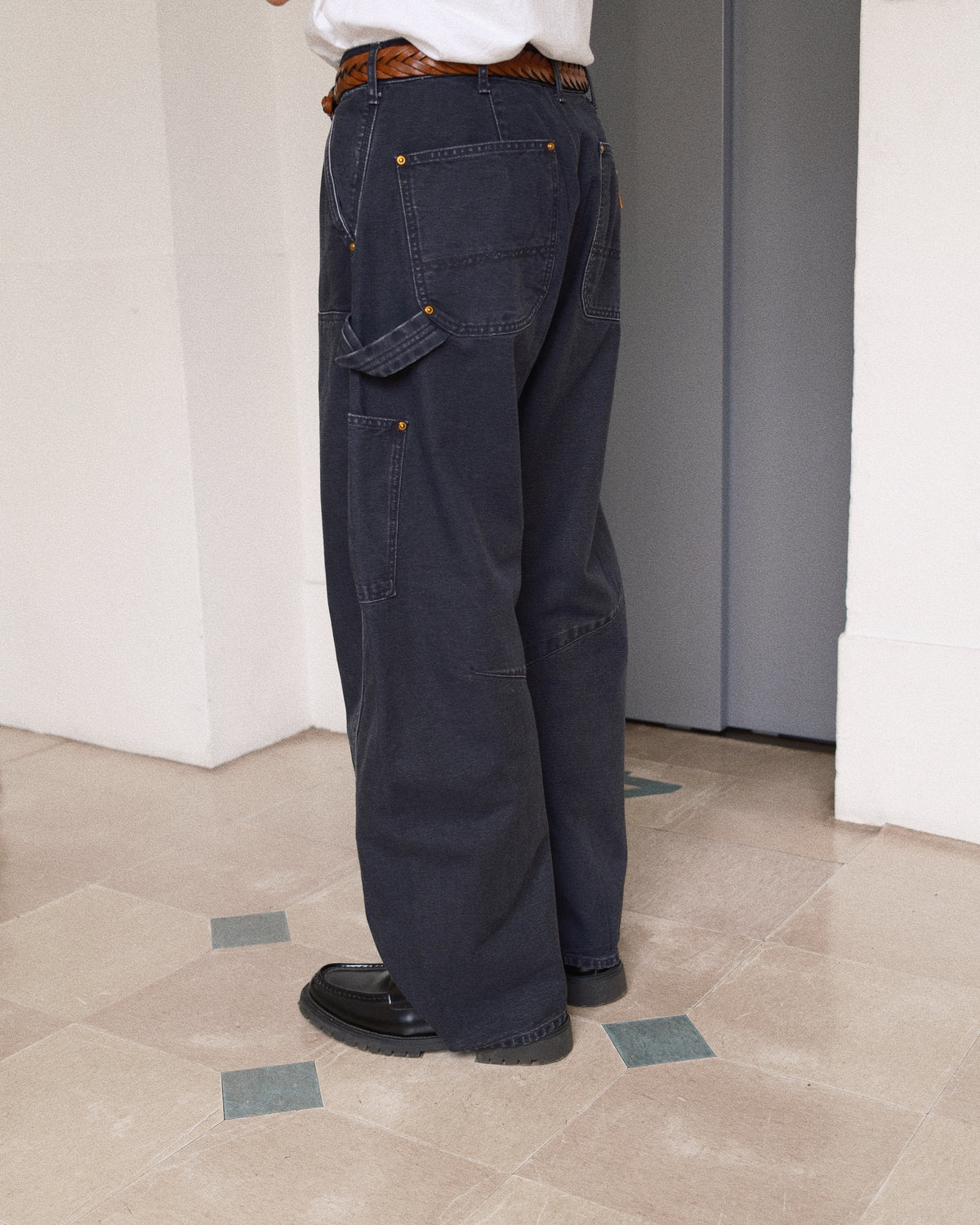 3D Cutting Painter Pants Black