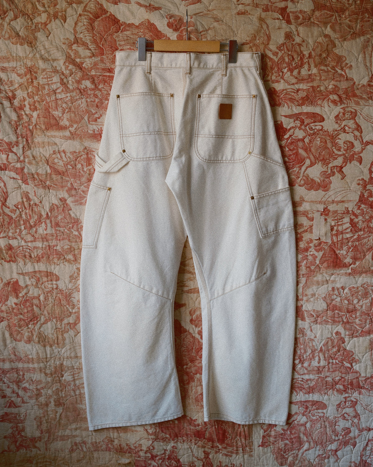 3D Cutting Painter Pants White