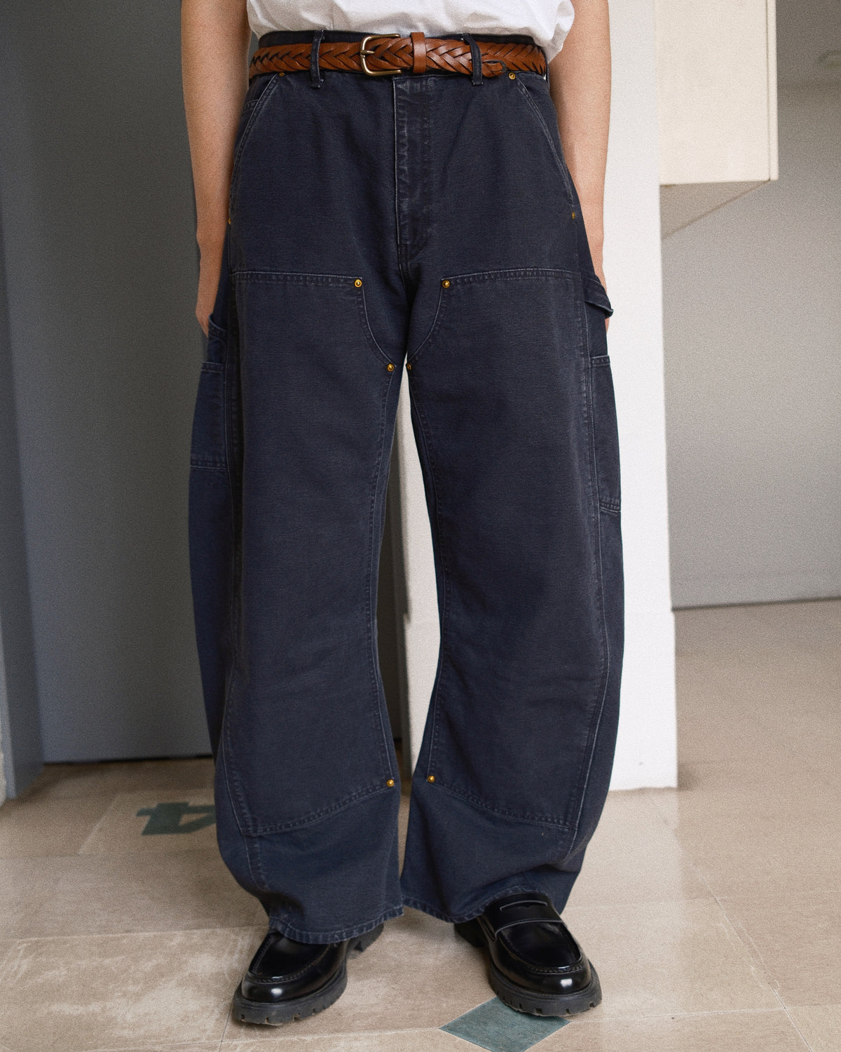 3D Cutting Painter Pants Black