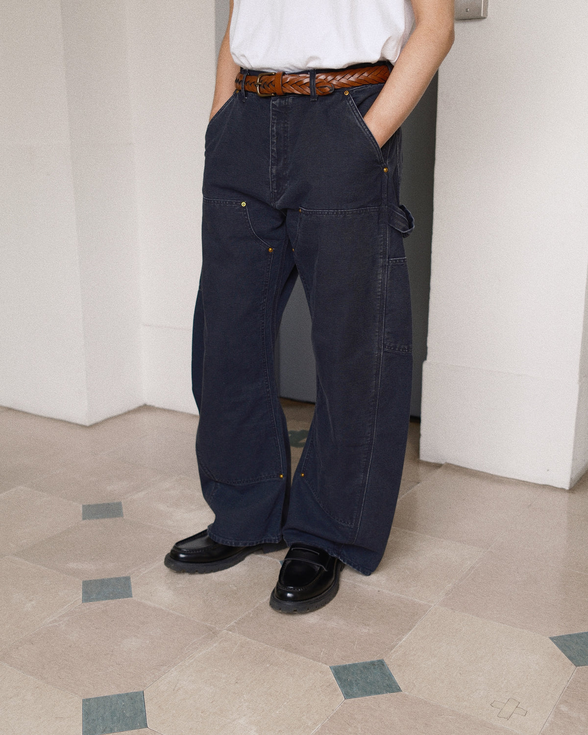 3D Cutting Painter Pants Black