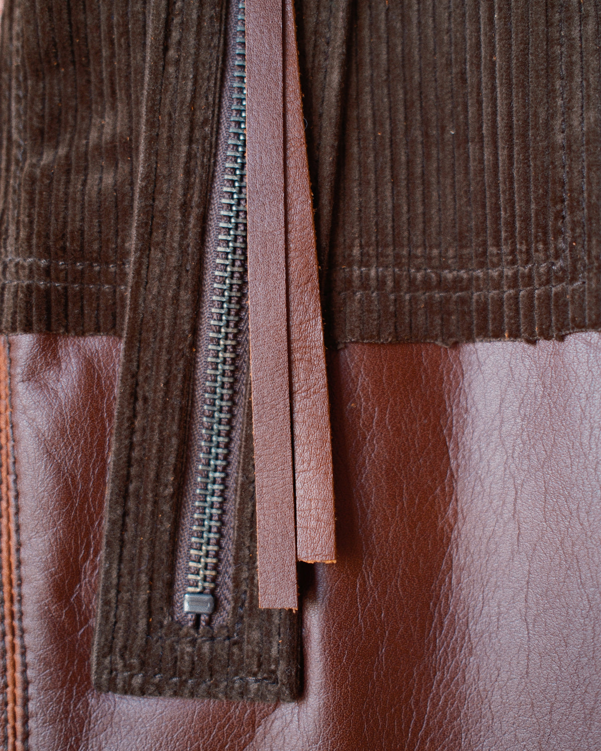 Combination leather pants Brown