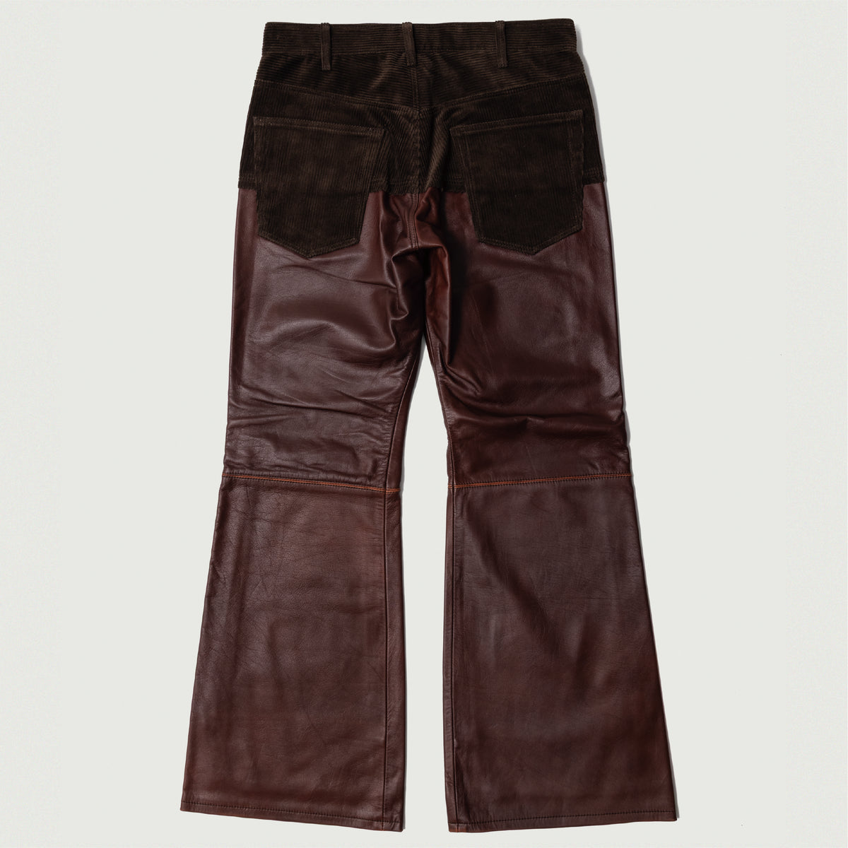 Combination leather pants Brown