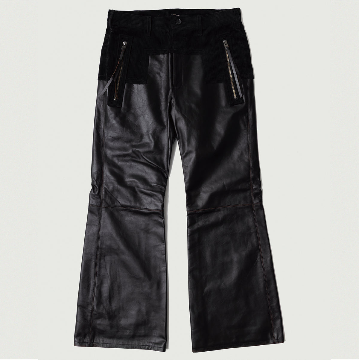 Combination leather pants Black