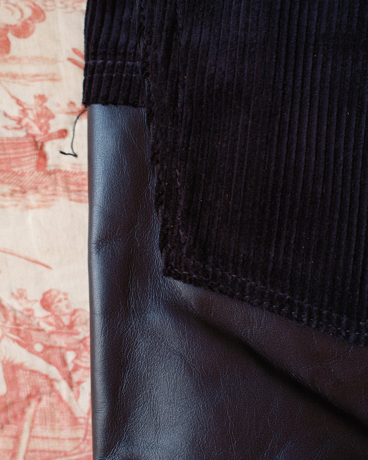Combination leather pants Black