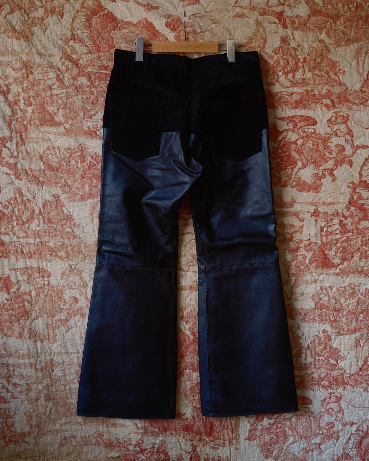 Combination leather pants Black