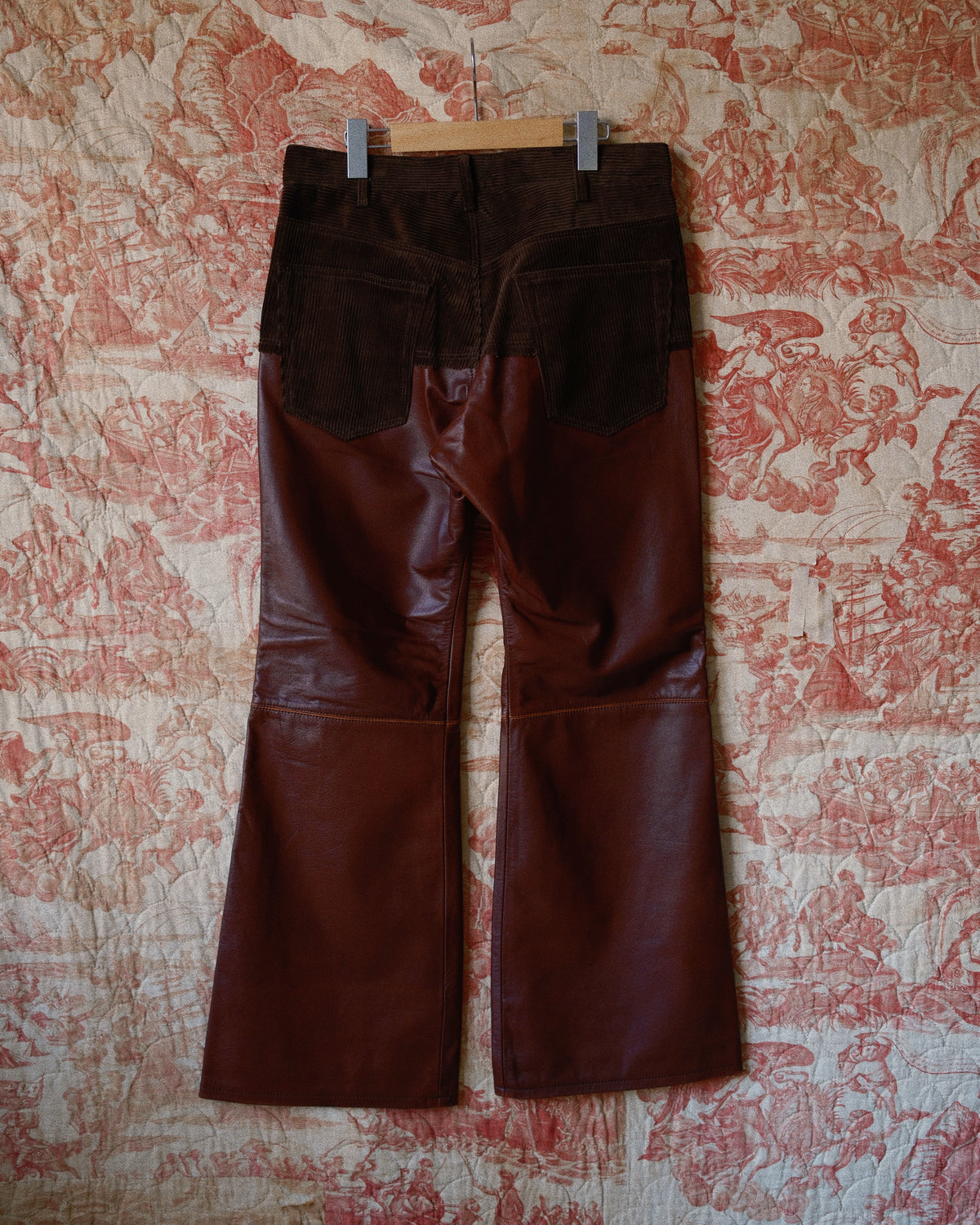 Combination leather pants Brown