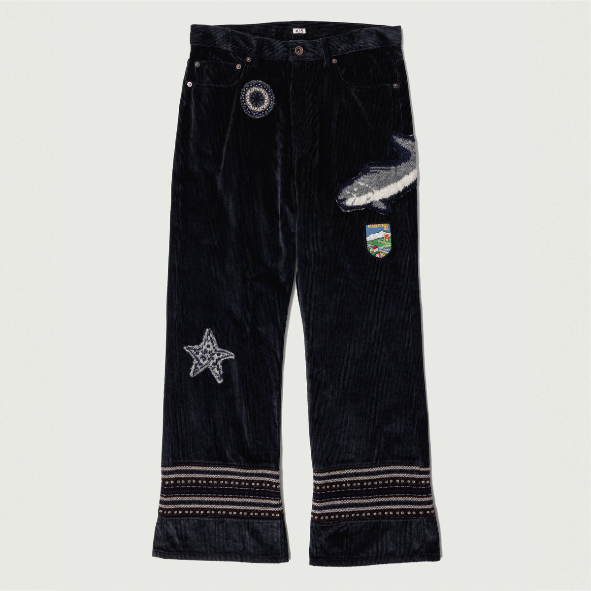 Patched-desgin pants Black