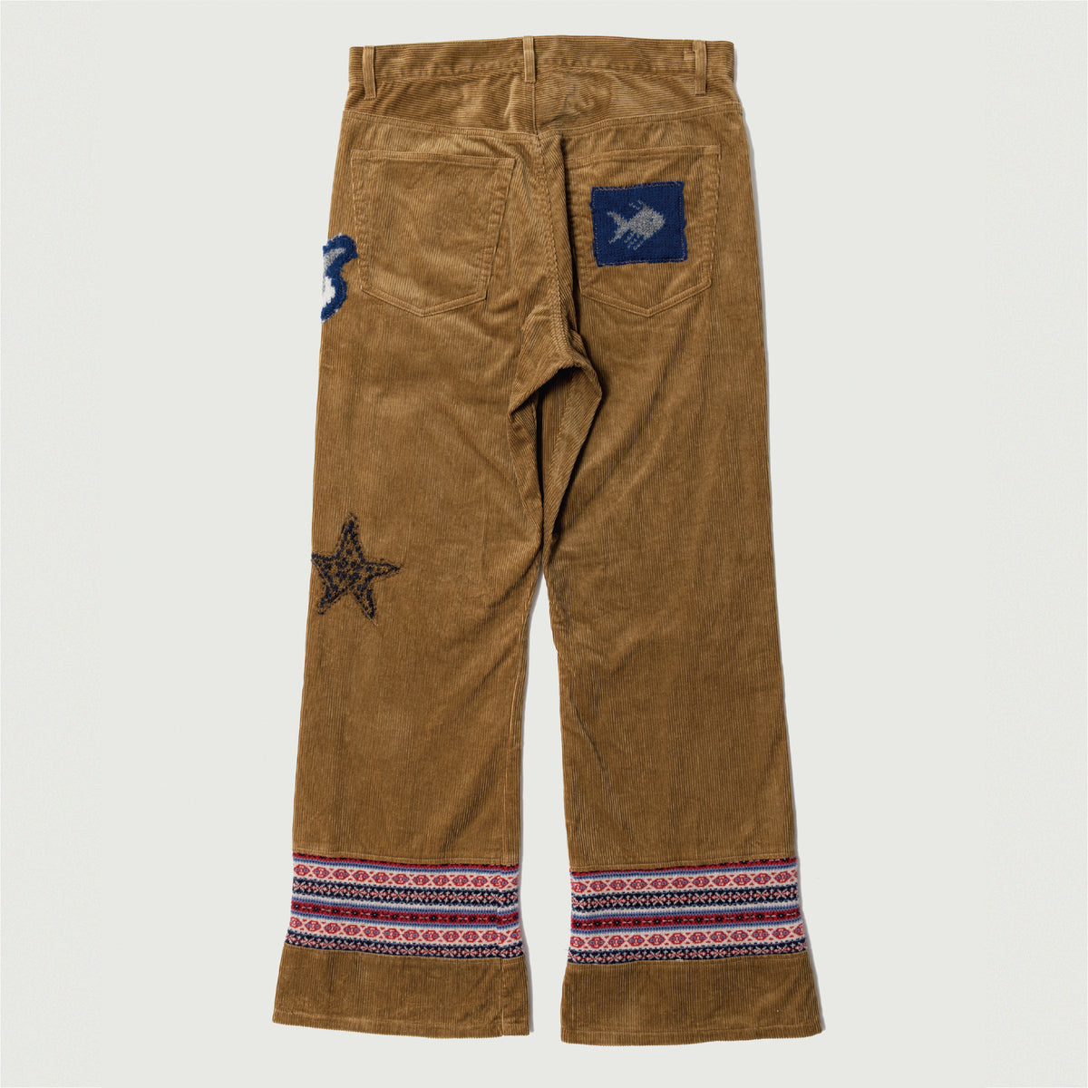 Patched-desgin pants Brown