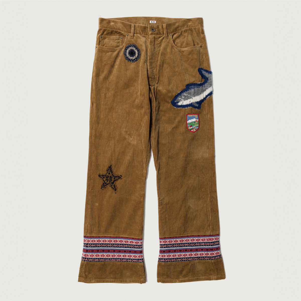 Patched-desgin pants Brown