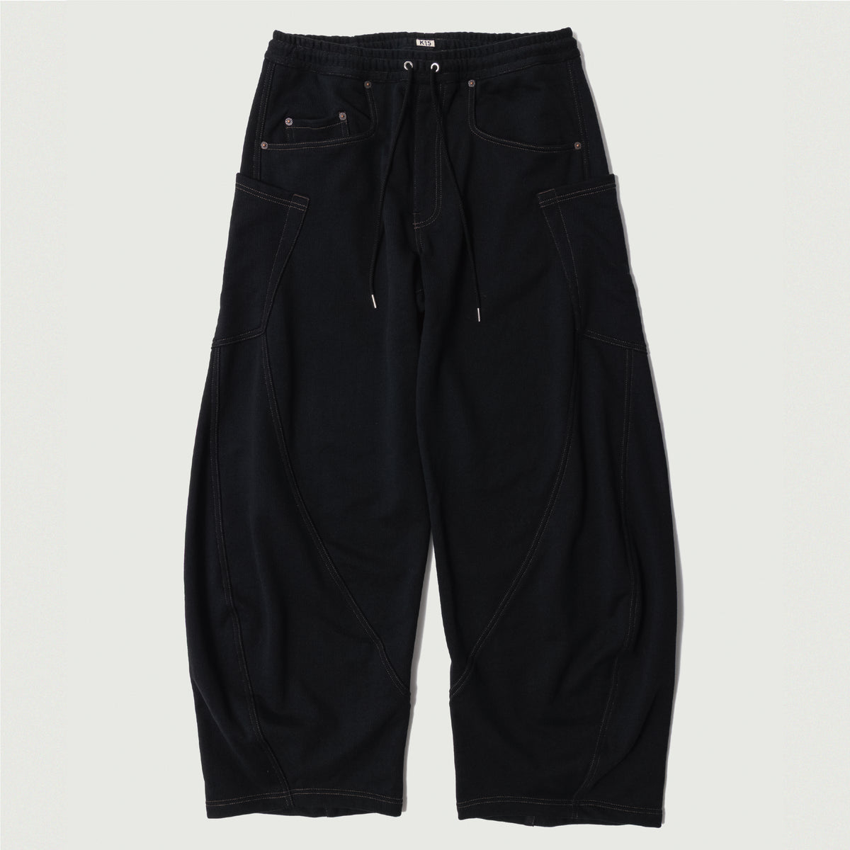 3D cutting sweat pants Black