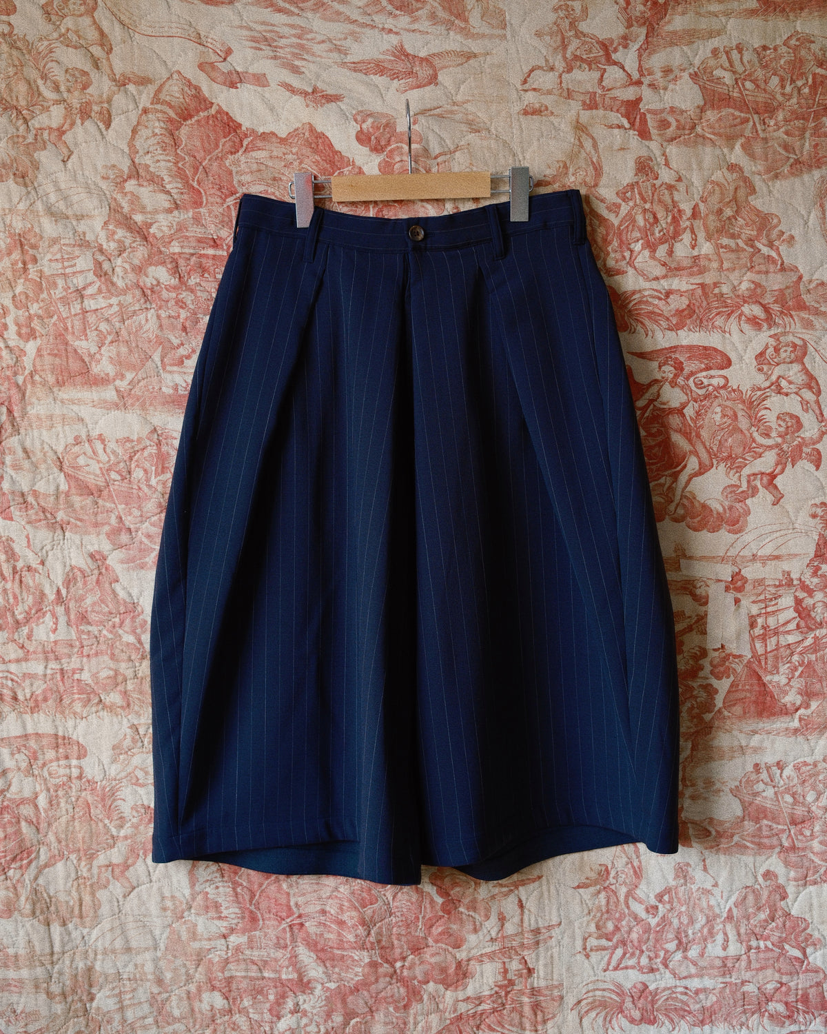 Cropped Bonded Wool Pants Navy
