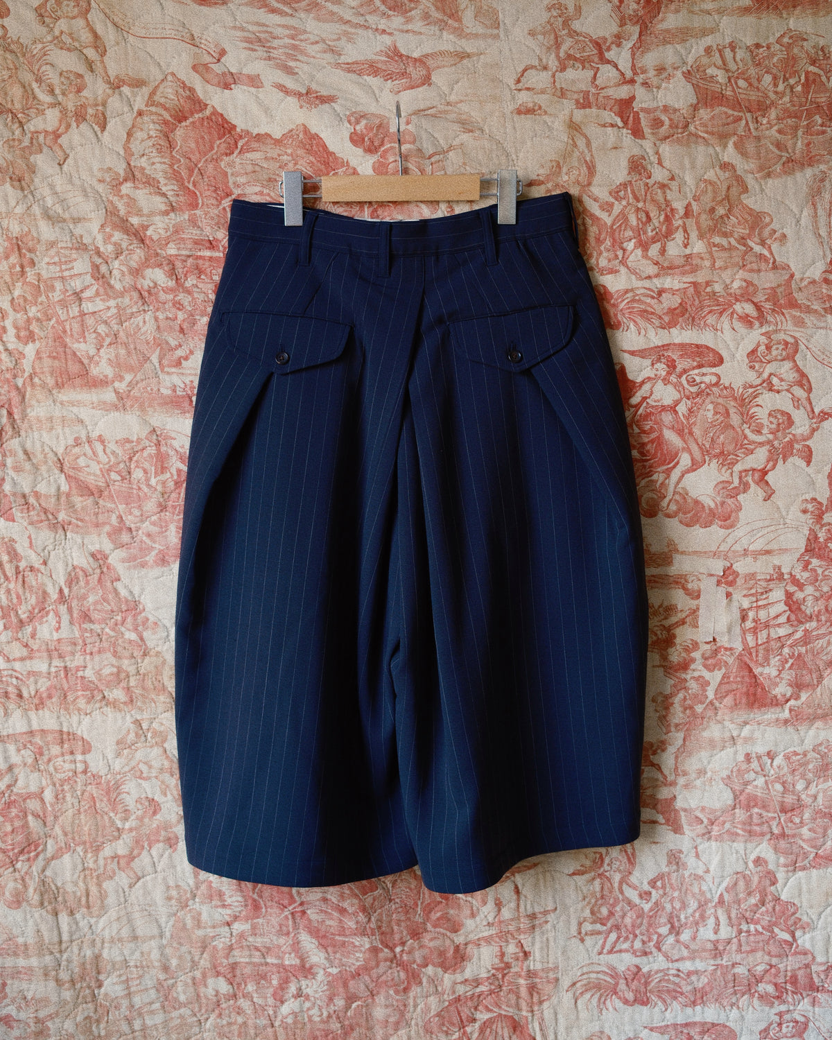 Cropped Bonded Wool Pants Navy