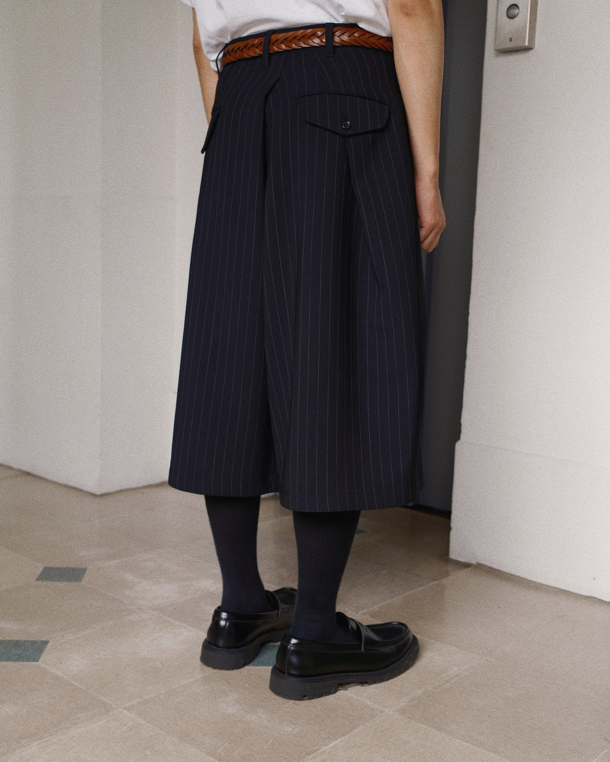 Cropped Bonded Wool Pants Black