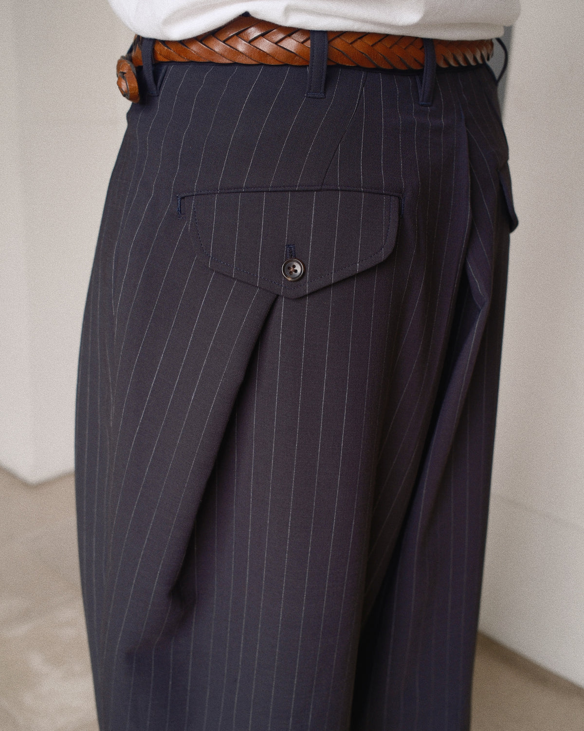Cropped Bonded Wool Pants Black