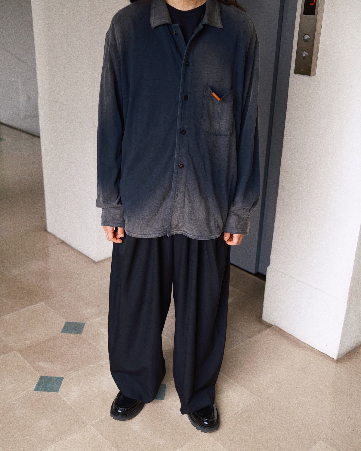 Faded work shirt Black
