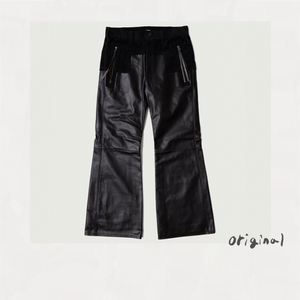 Combination leather pants Black