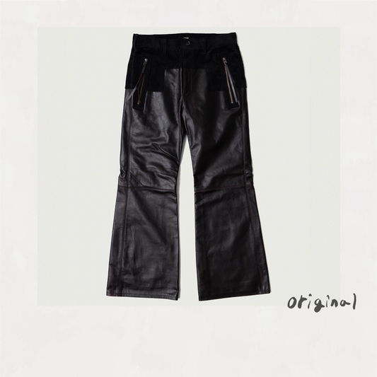 Combination leather pants Black
