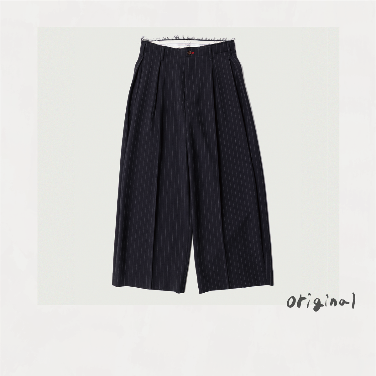 Pleats Bonded Wool Pants Navy