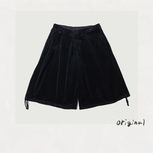 Wide-leg Cropped Corduroy Pants Black