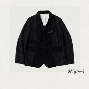 Combination boiled wool blazer Black