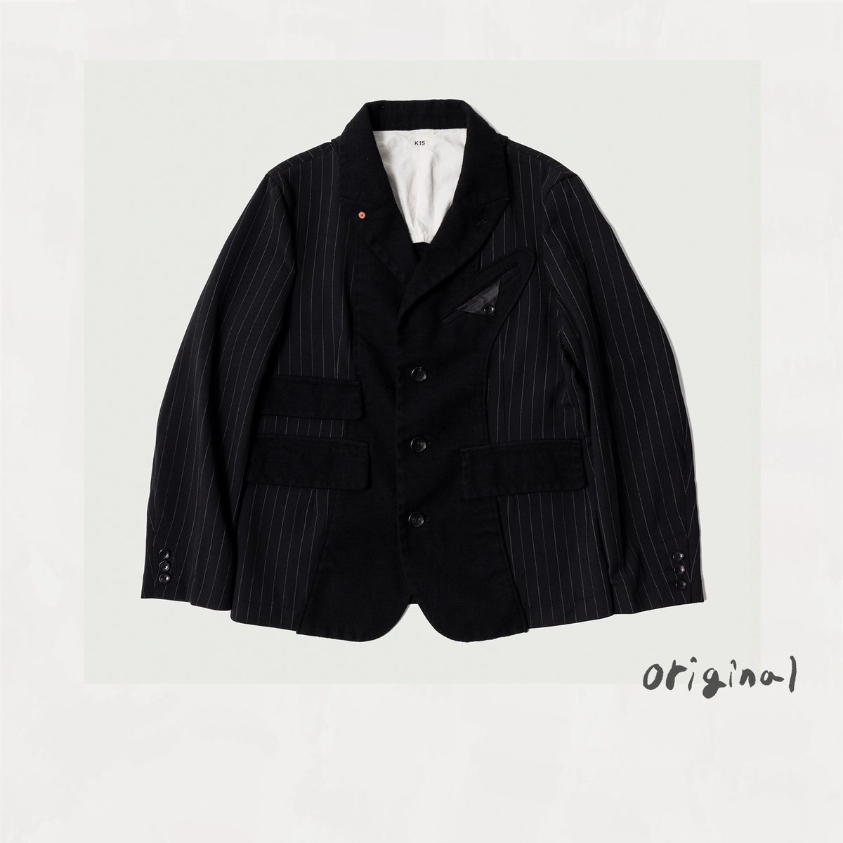 Combination boiled wool blazer Black