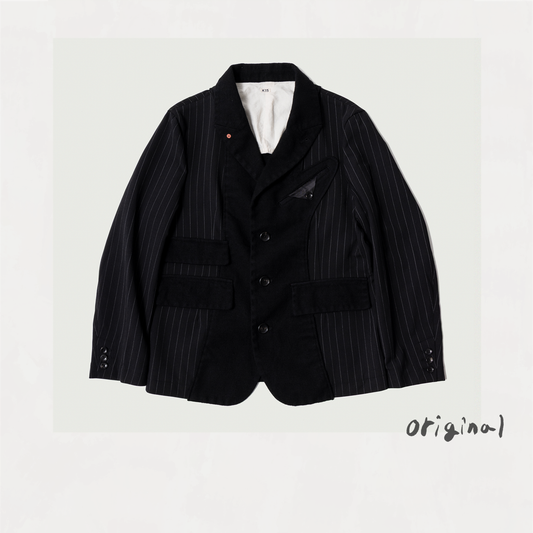 Combination boiled wool blazer Black
