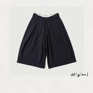 Cropped Bonded Wool Pants Navy
