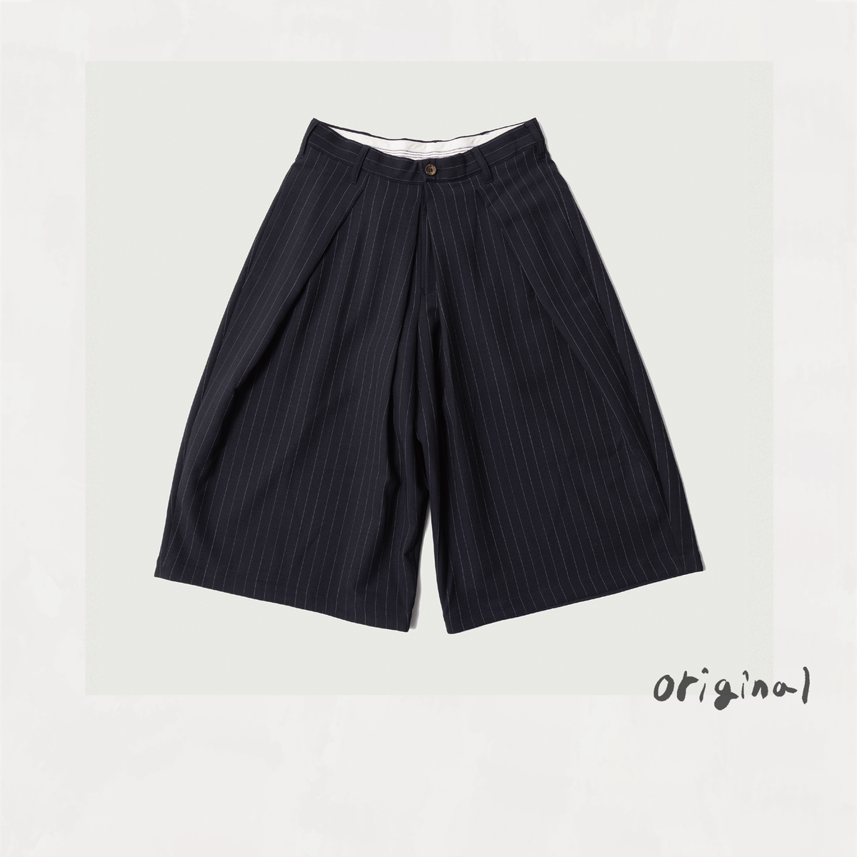 Cropped Bonded Wool Pants Navy