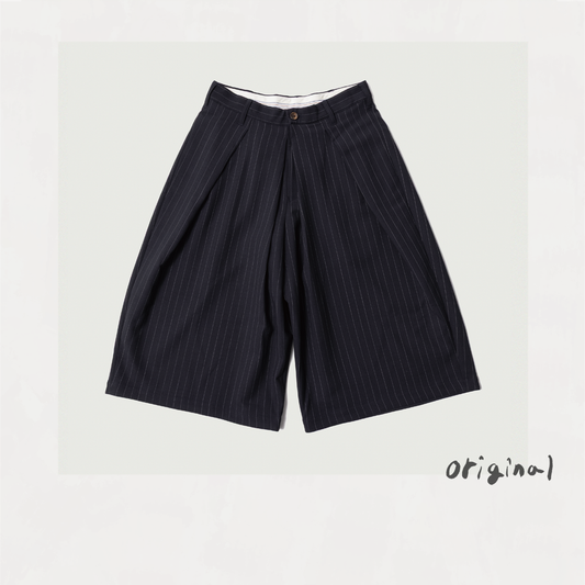 Cropped Bonded Wool Pants Navy