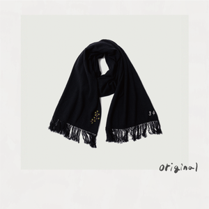 Hand-embroidered stole Black