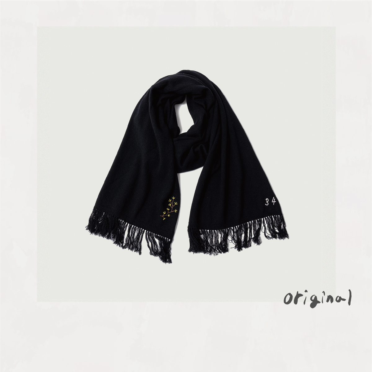 Hand-embroidered stole Black