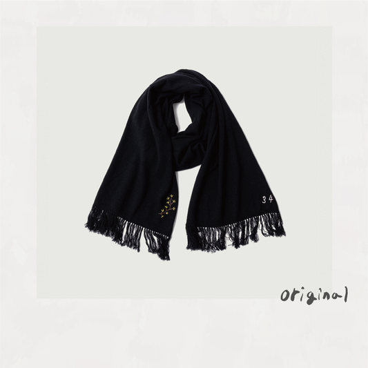 Hand-embroidered stole Black