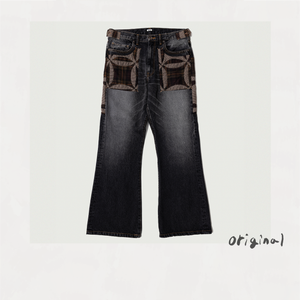 Quilt denim pants Black