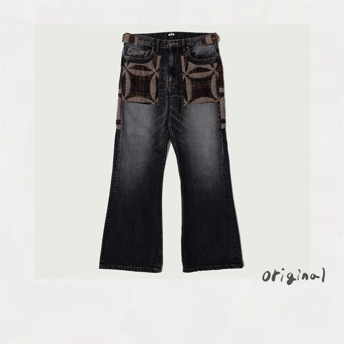Quilt denim pants Black
