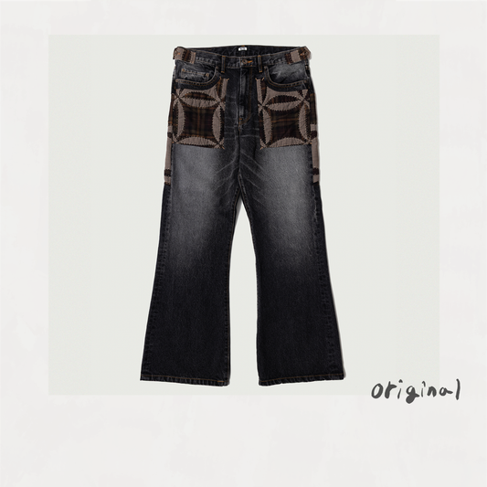 Quilt denim pants Black