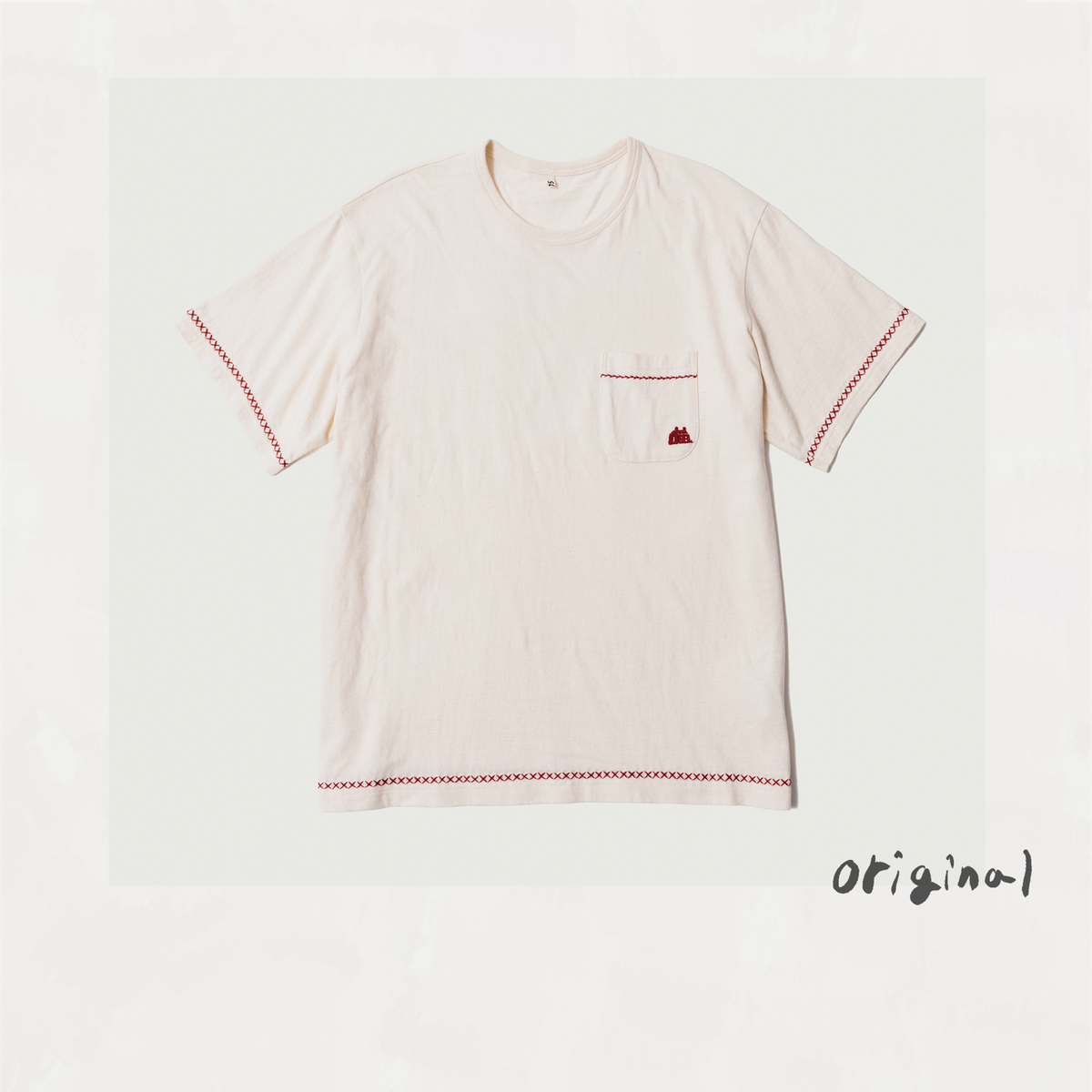 Hand-embroidered T-shirt Oatmeal