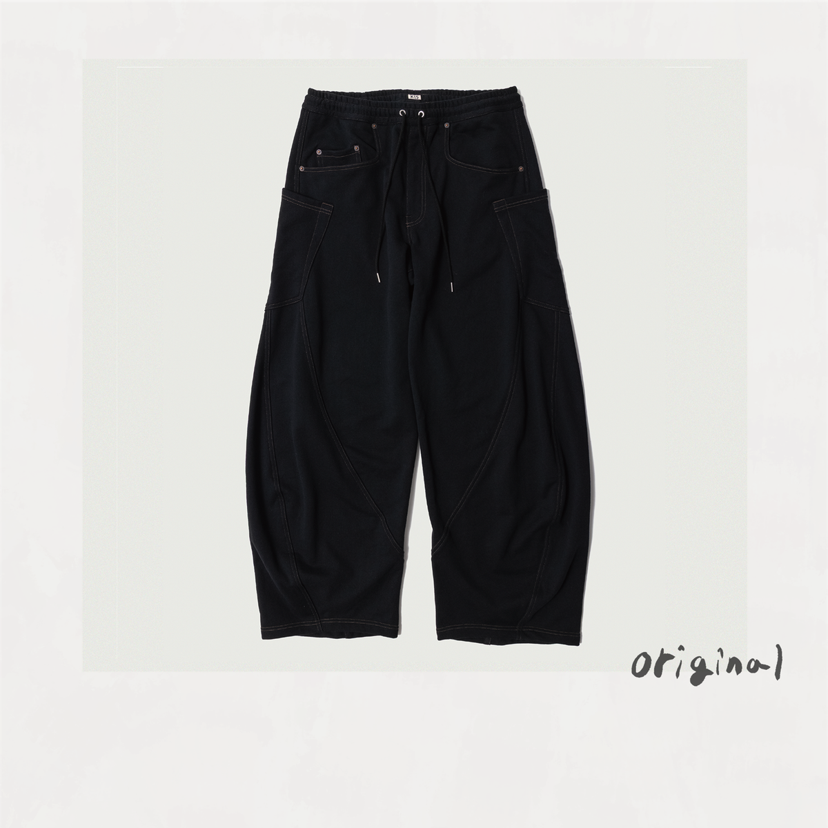 3D cutting sweat pants Black