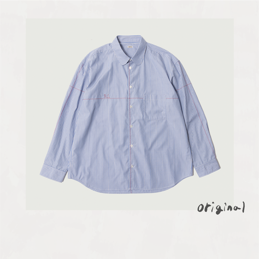 Round Collar Shirt Blue