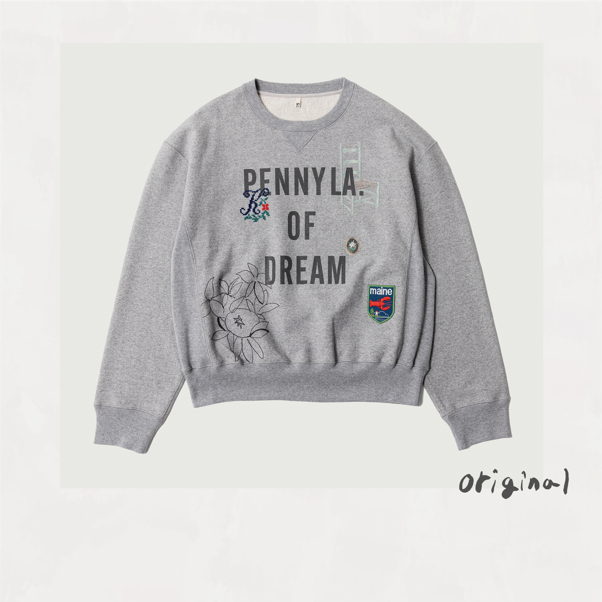 Hand-stitched sweatshirt Gray