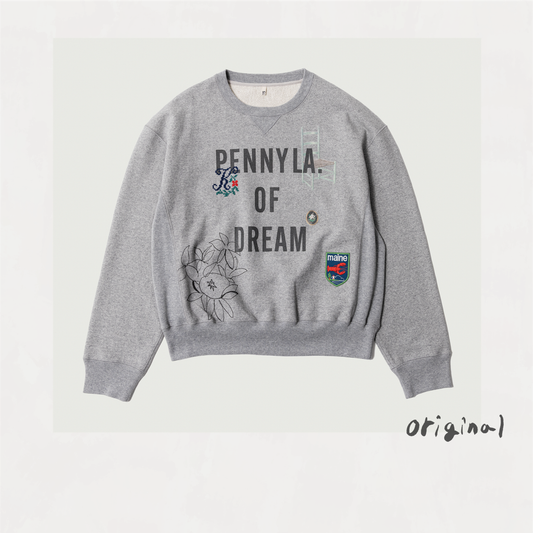Hand-stitched sweatshirt Gray